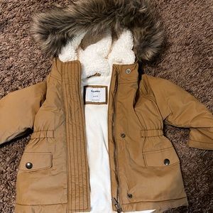 Hooded fur parka jacket baby girl